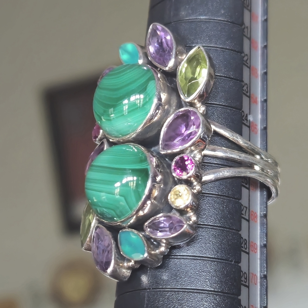 Nicky Butler RAJ COLLECTION 925 Sterling Silver Malachite LIMITED EDITION RING - Picture 6 of 14